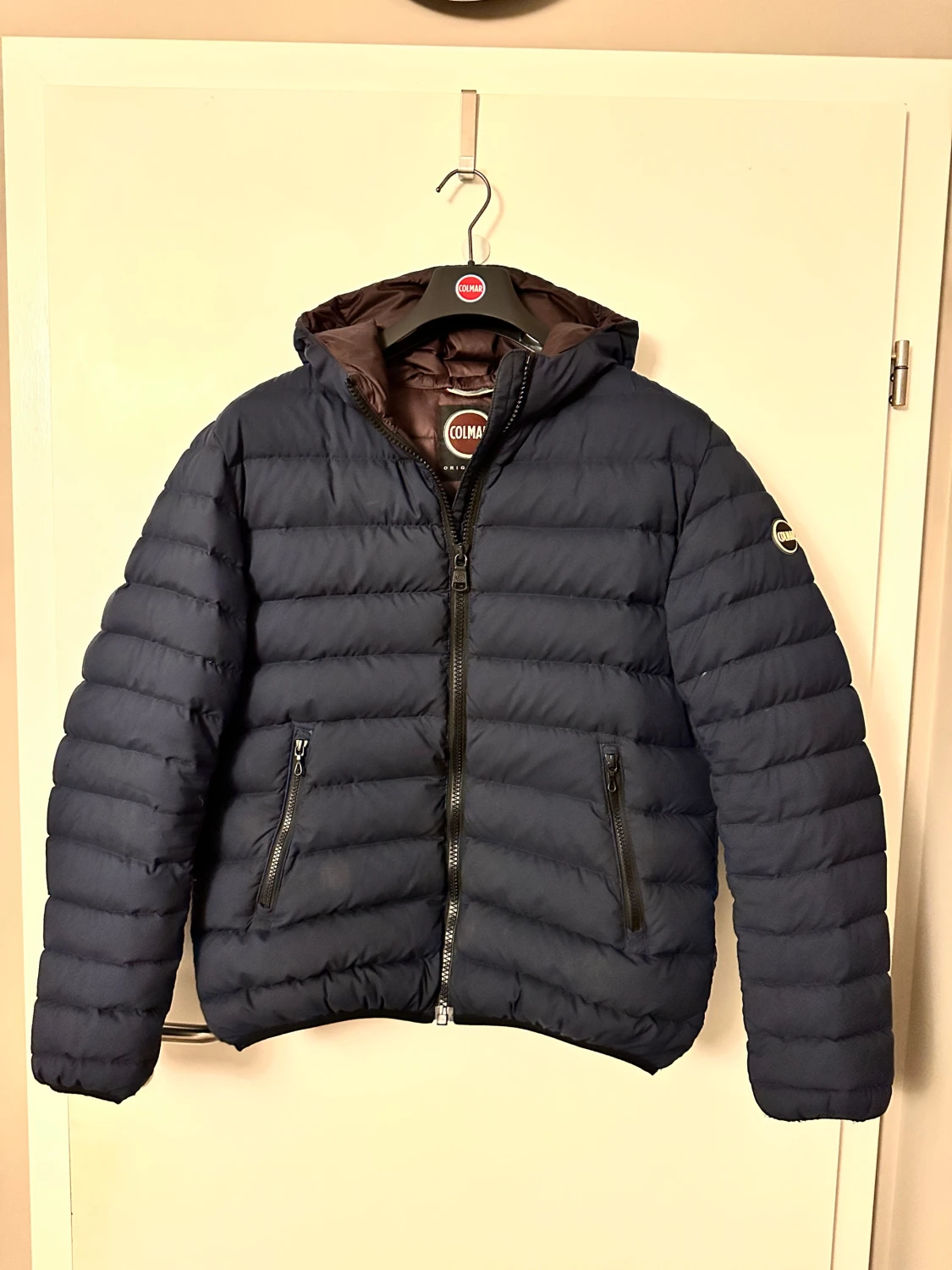 Mörkblå Colmar pufferjacka med huva - 1