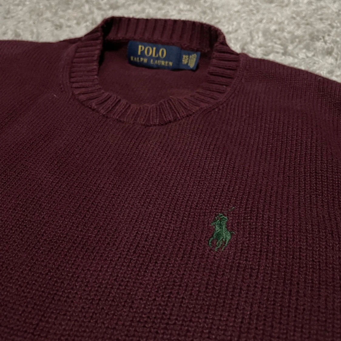 Vinröd stickad tröja Ralph Lauren - 3