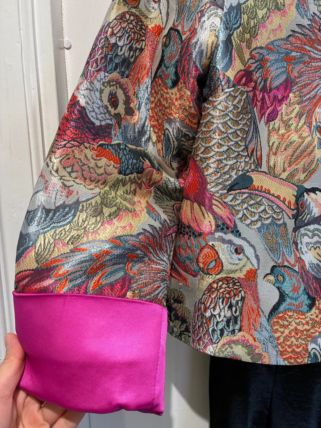 Broderad overshirt med fågelmönster - 2