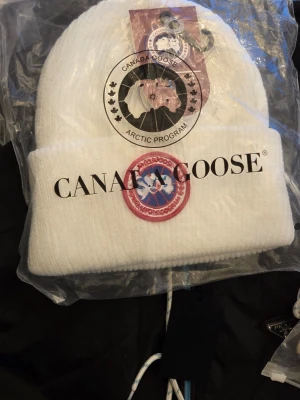 Ingen väst på bilden - Bilden visar en vit mössa från Canada Goose, inte en väst. Ingen information om väst kan ges.