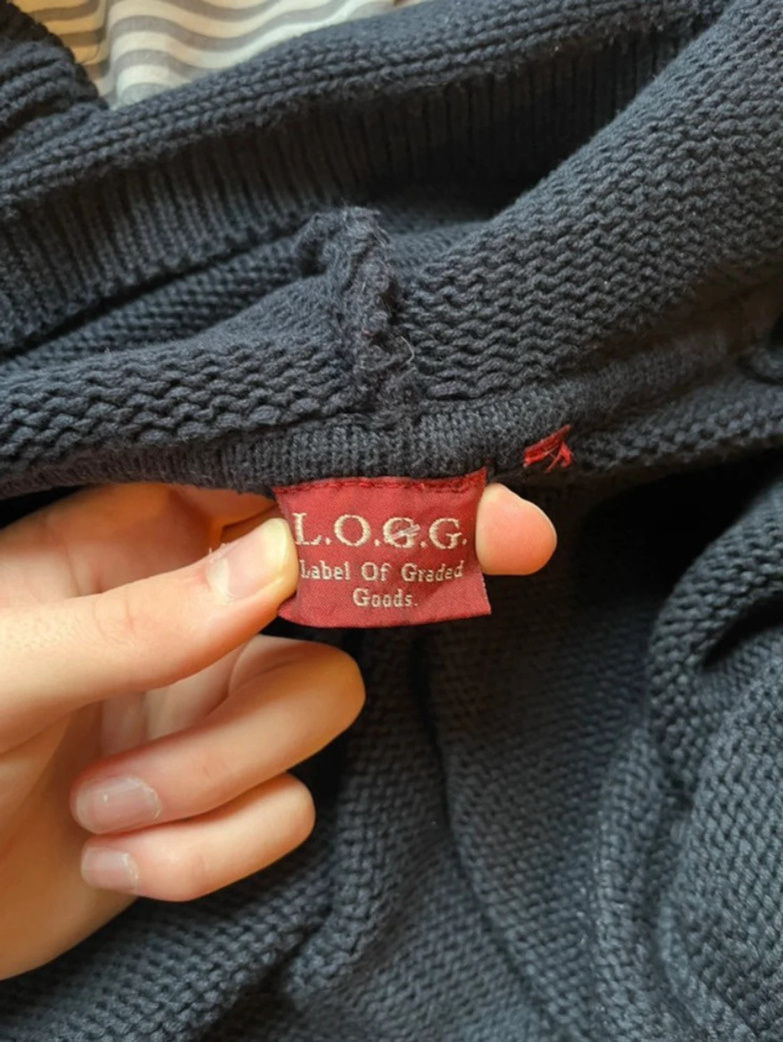 Mörkblå stickad hoodie från L.O.G.G. - 3