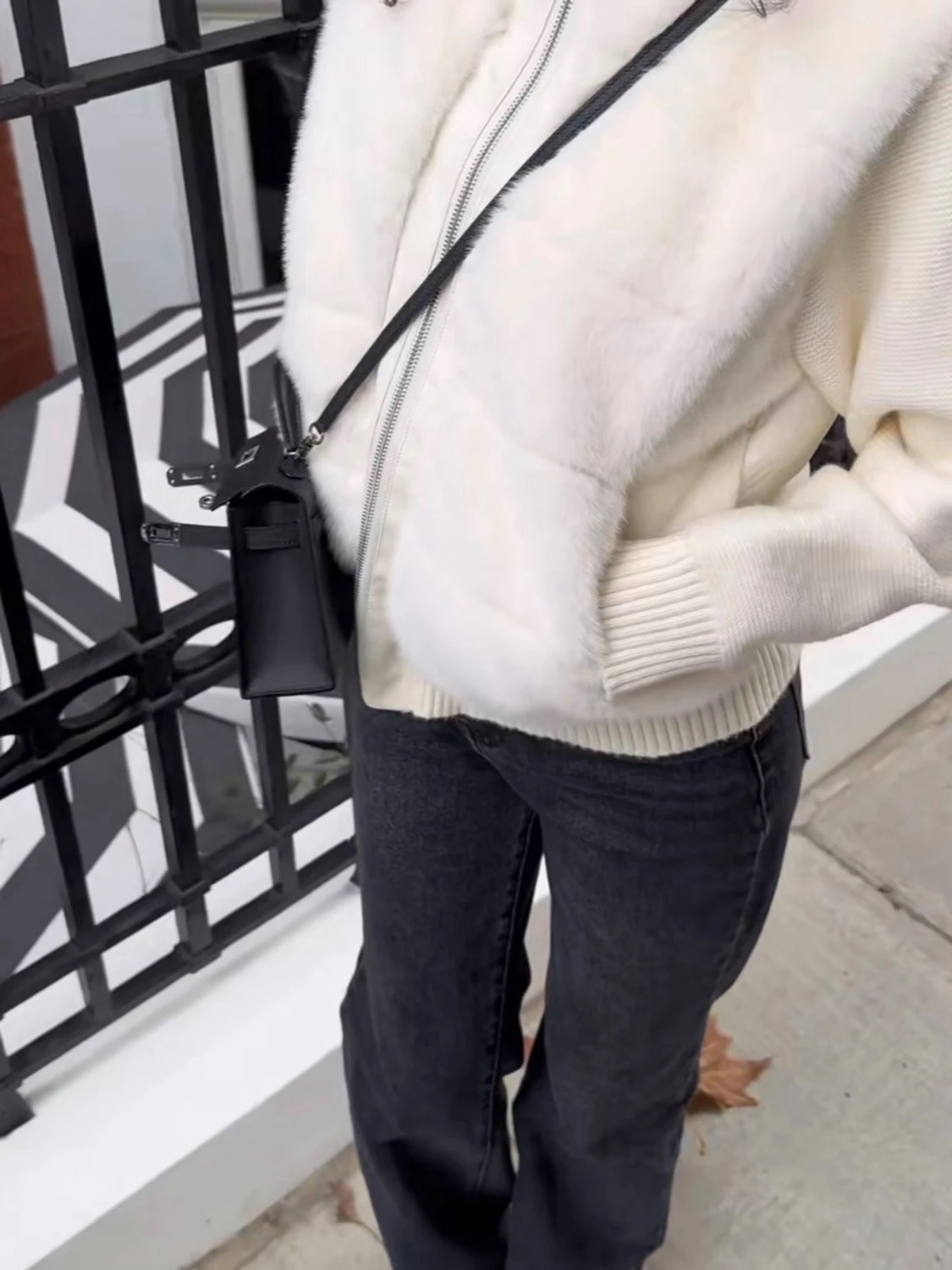 Äkta rävpåls Vit teddyjacka med dragkedja - 4