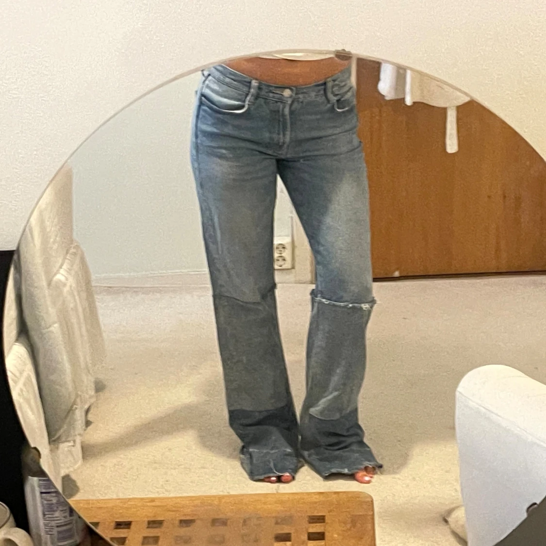 Blå patchwork jeans  - 1