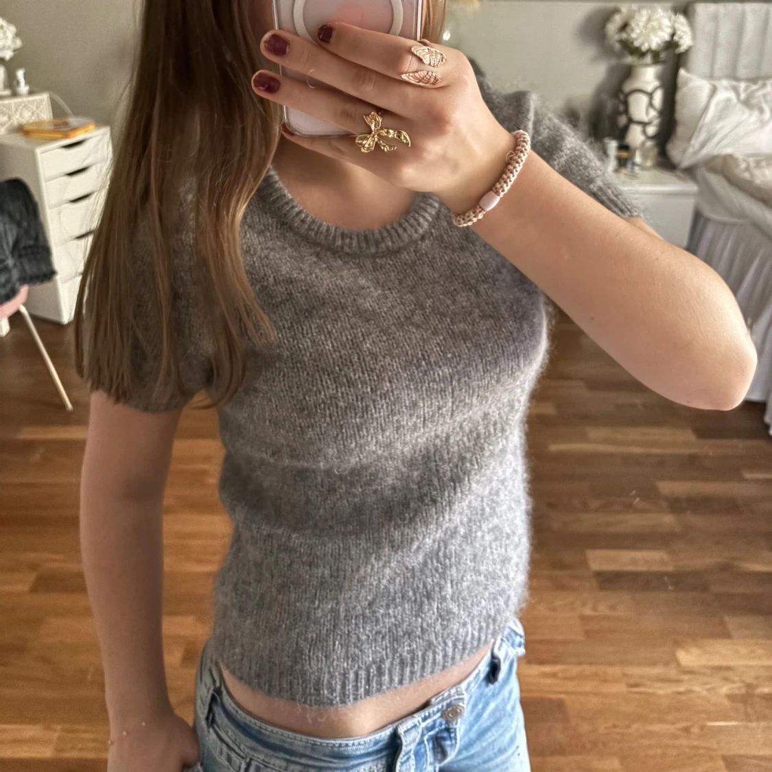 Grå stickad tröja från Lindex XS