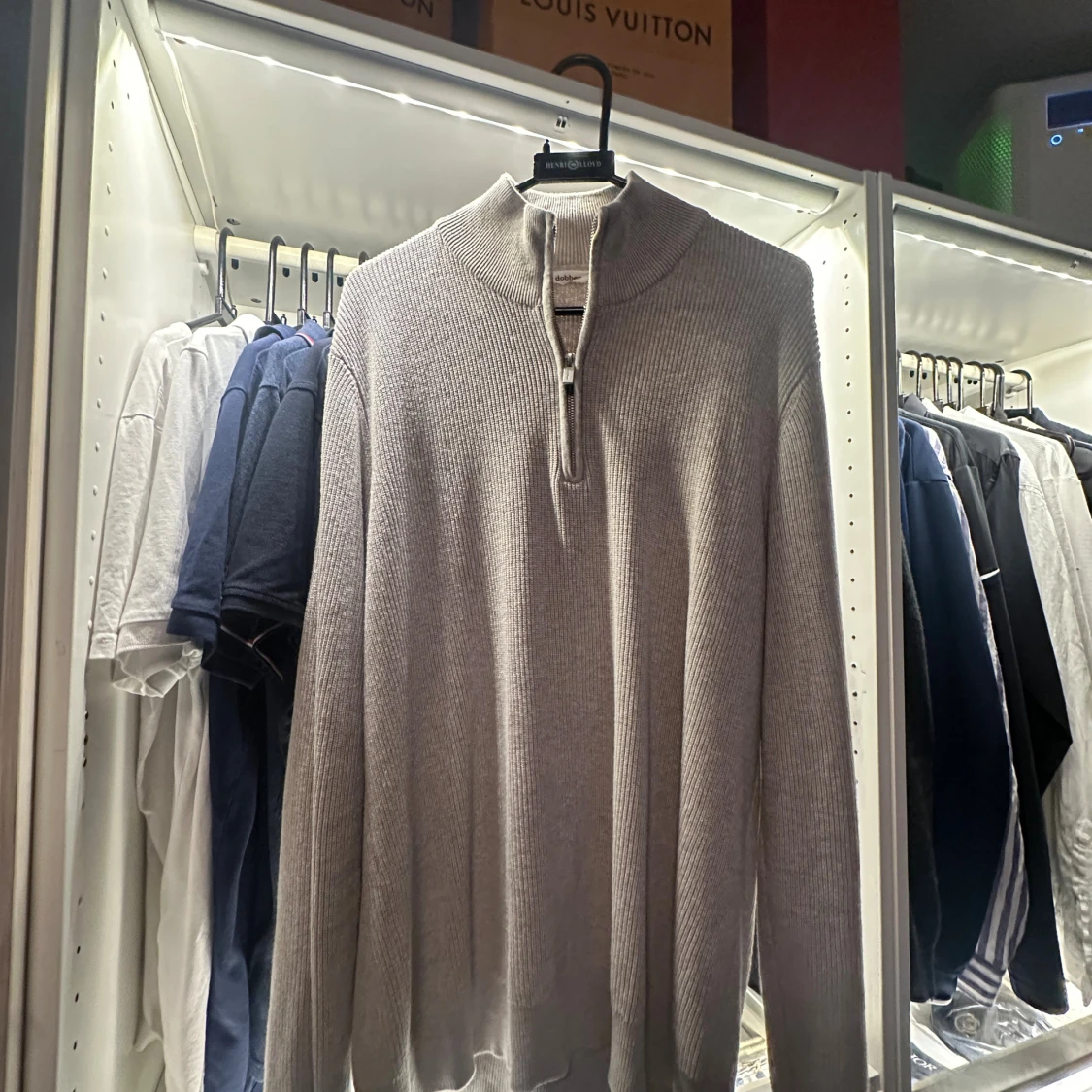 Grå stickad half zip-tröja Dobber