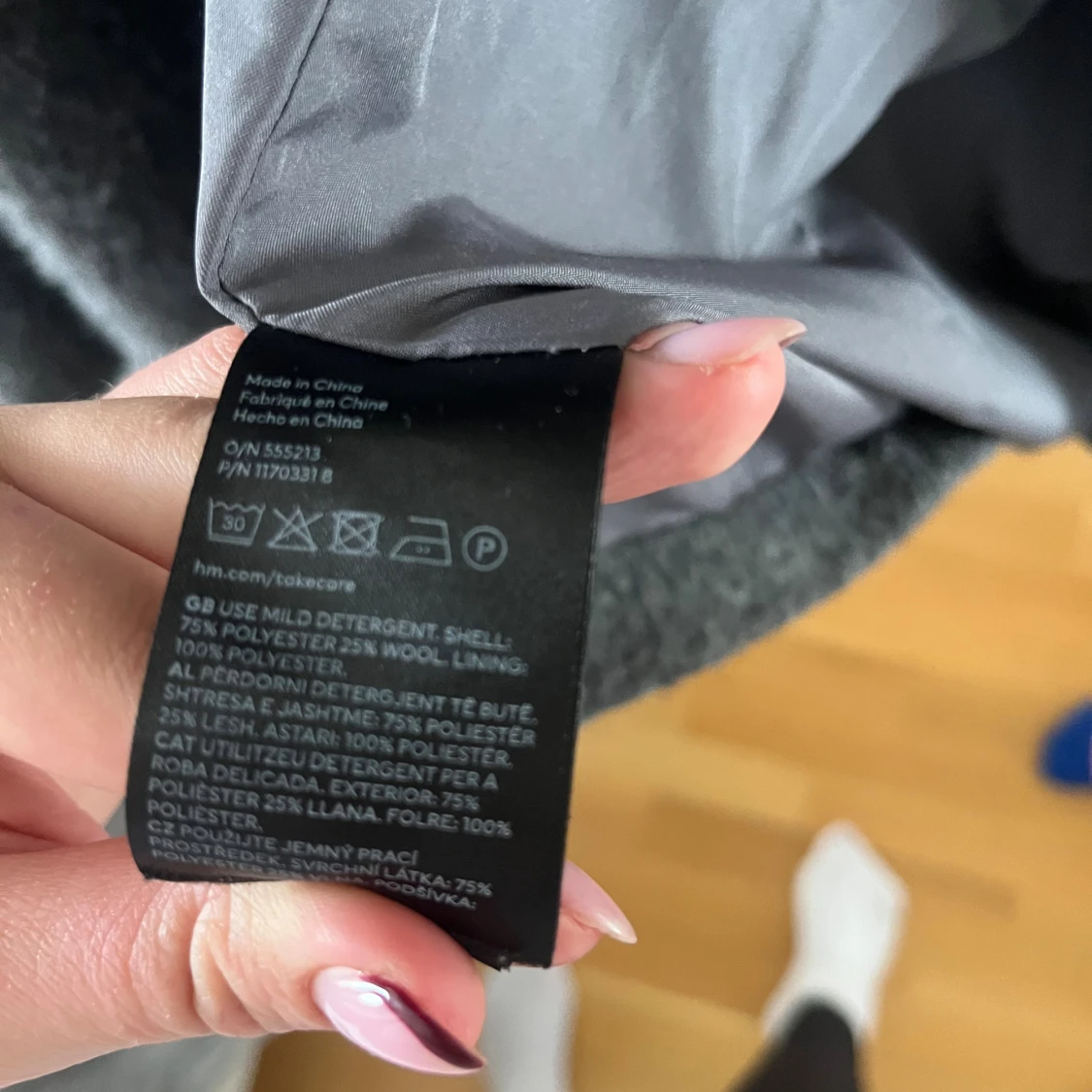 Grå ullkappa från H&M, storlek XL - 3