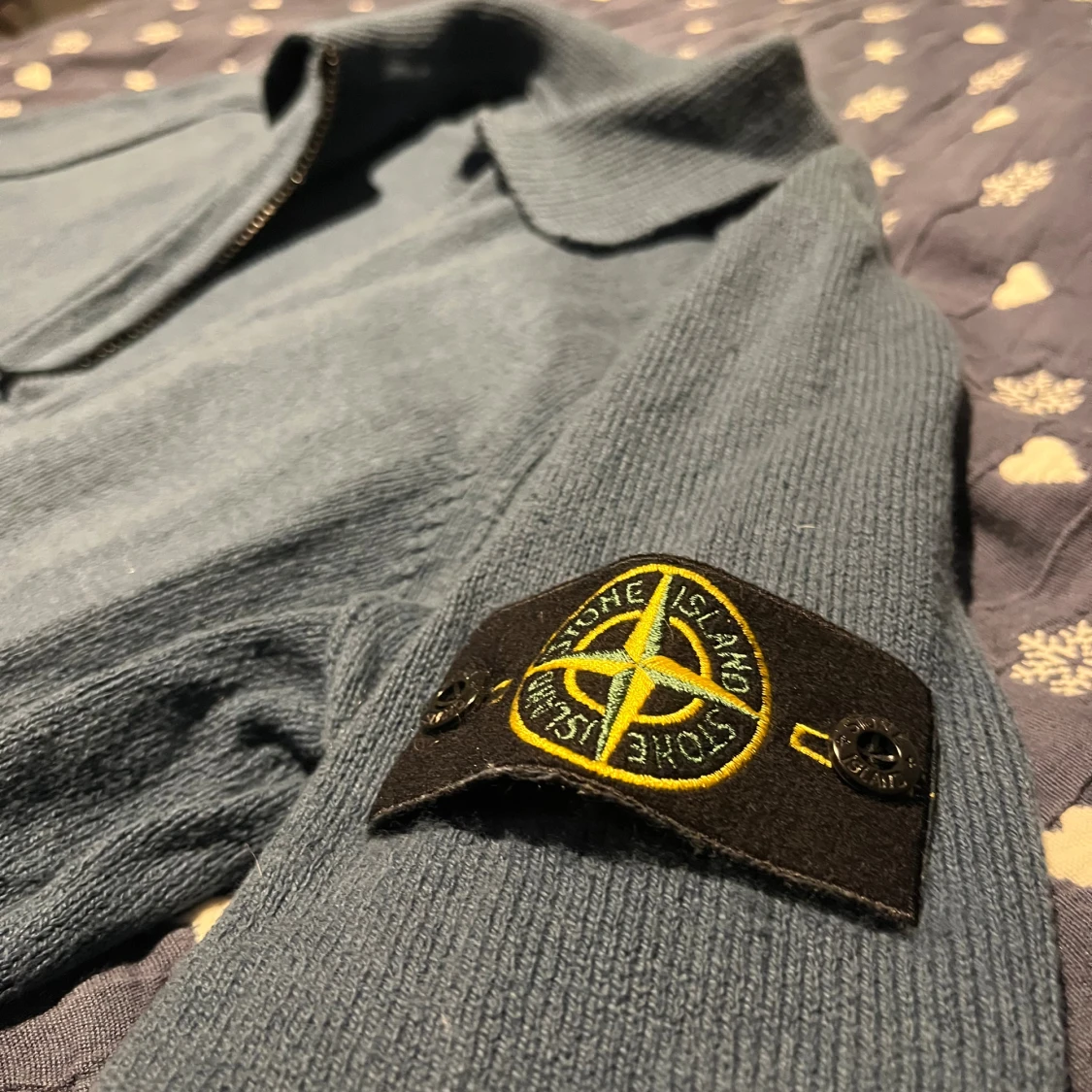 Blå stickad half zip från Stone Island - 3