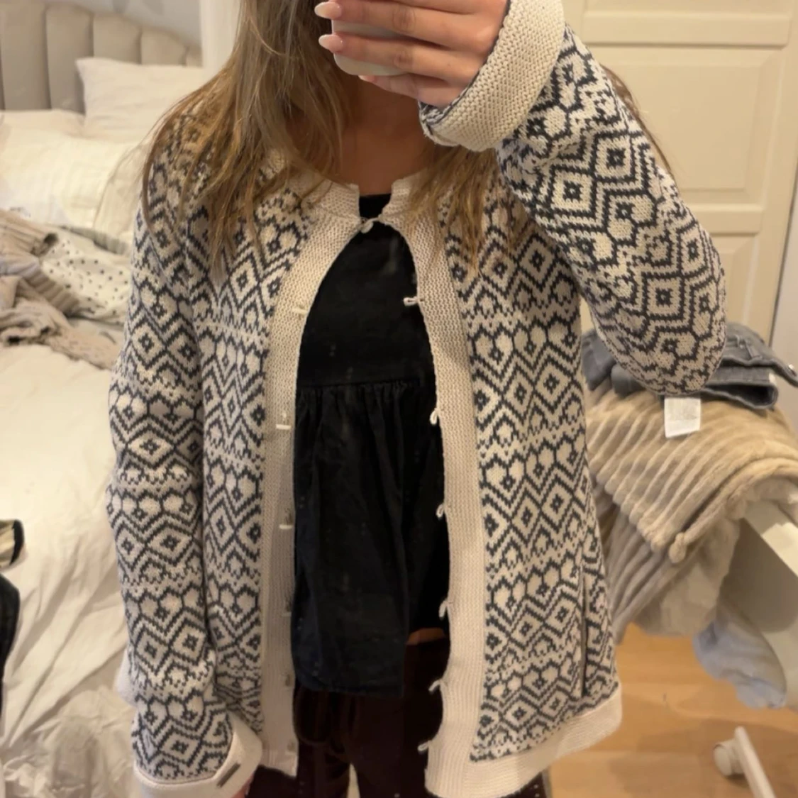 Mönstrad kofta från Rabalder i stickad ull