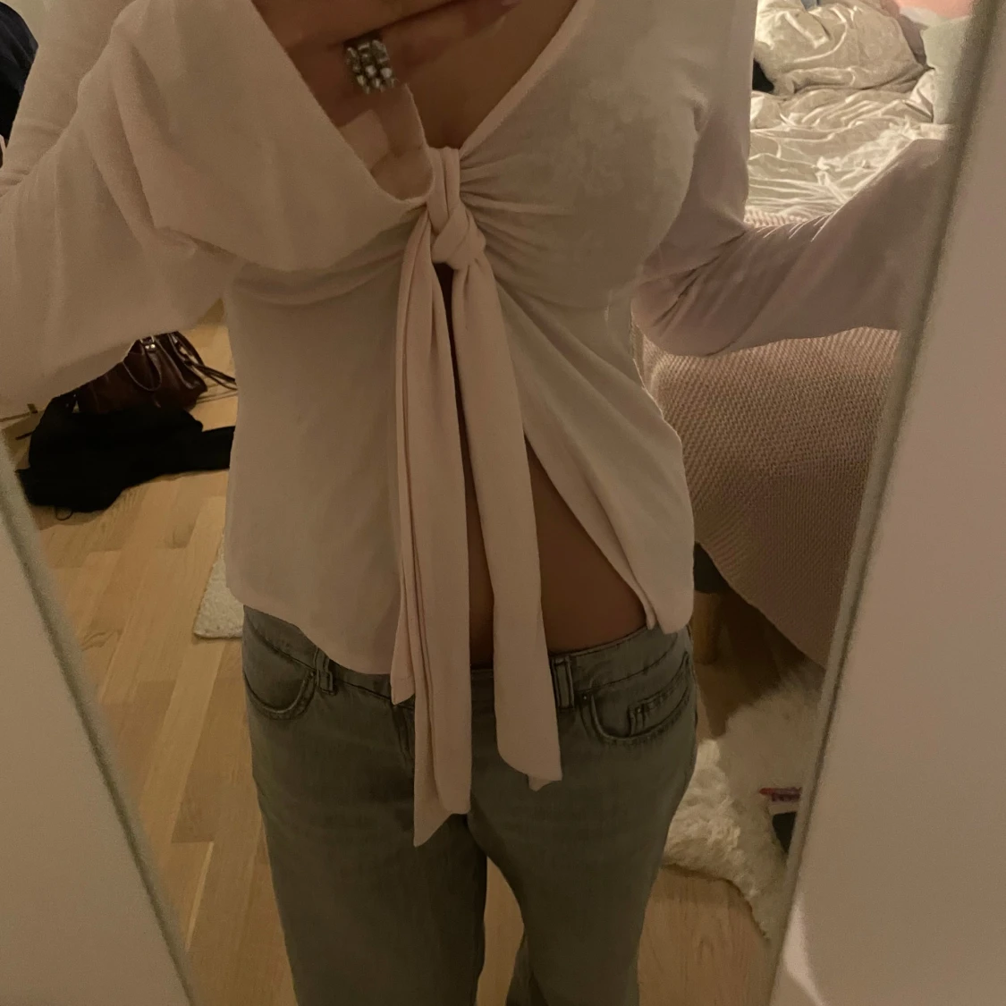 Ljusrosa omlottopp med knyt