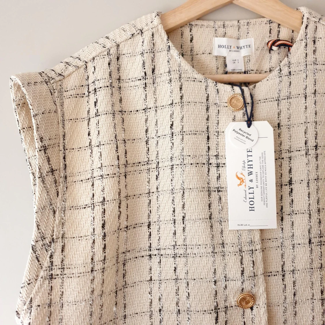 Lindex tweed väst med guldknappar - 2