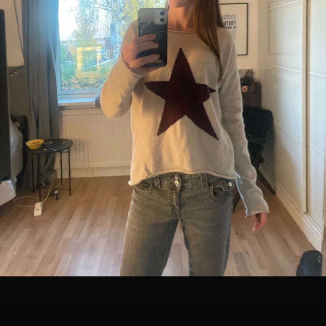 Beige stickad tröja med stjärna Hunkydory