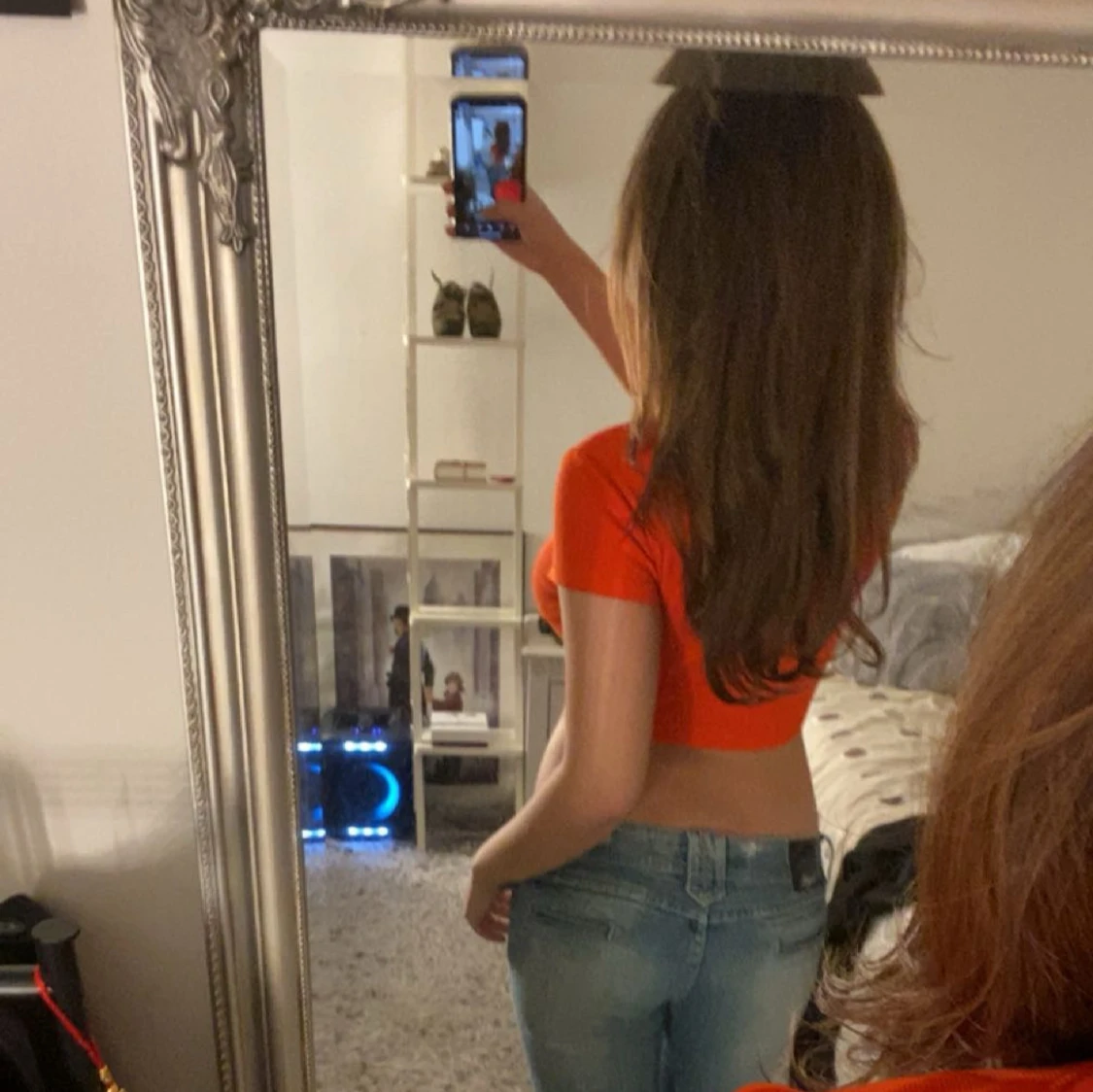 Orange croppad topp från Monki - 1