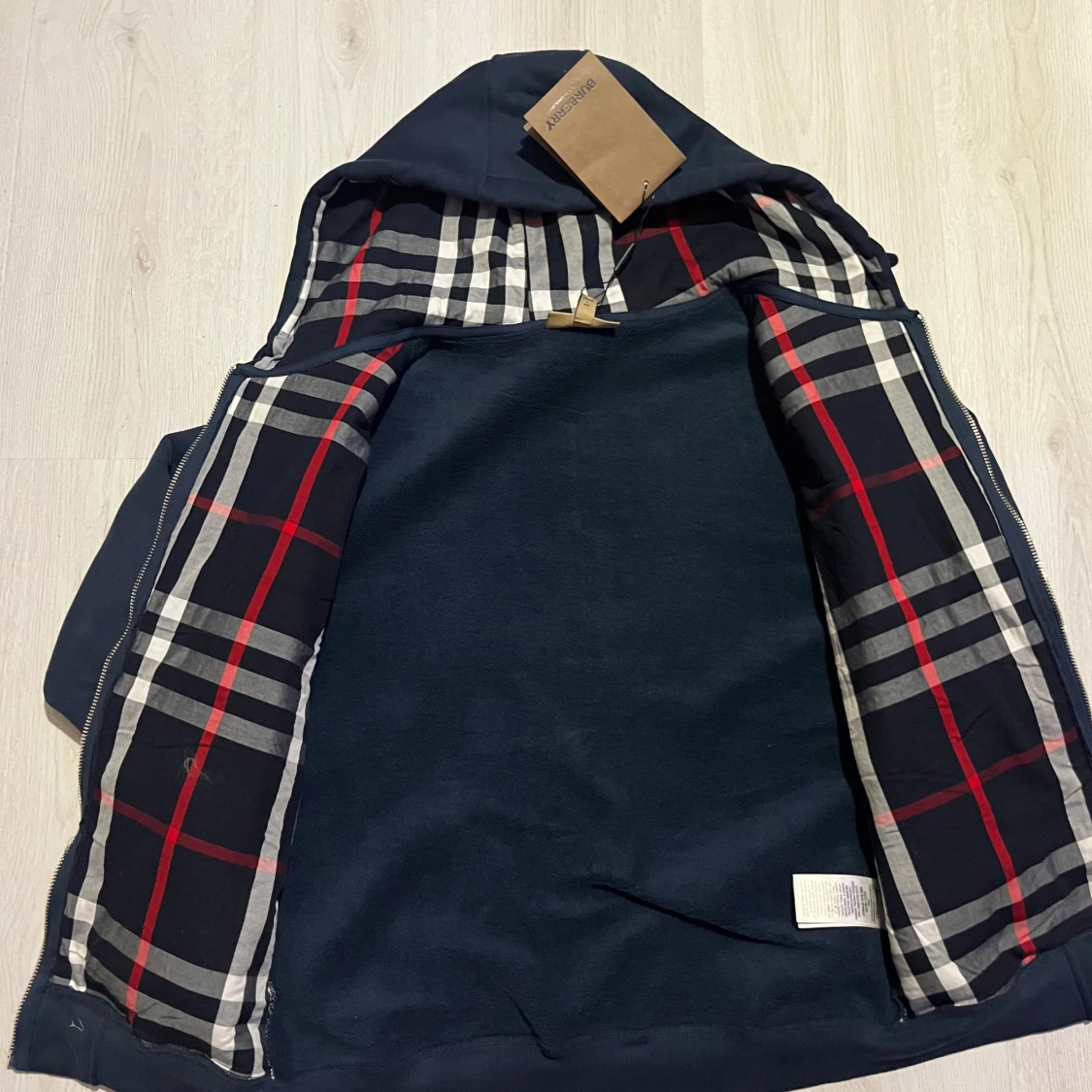 Marinblå Burberry hoodie med dragkedja - 4