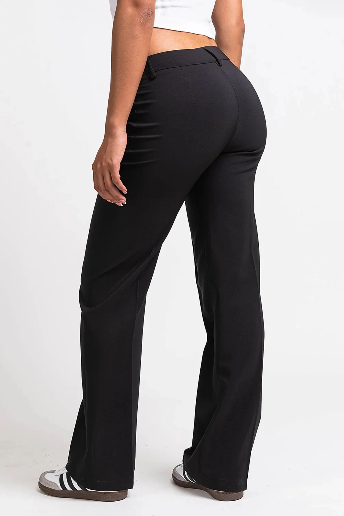 Svarta lågmidjade kostymbyxor - 1