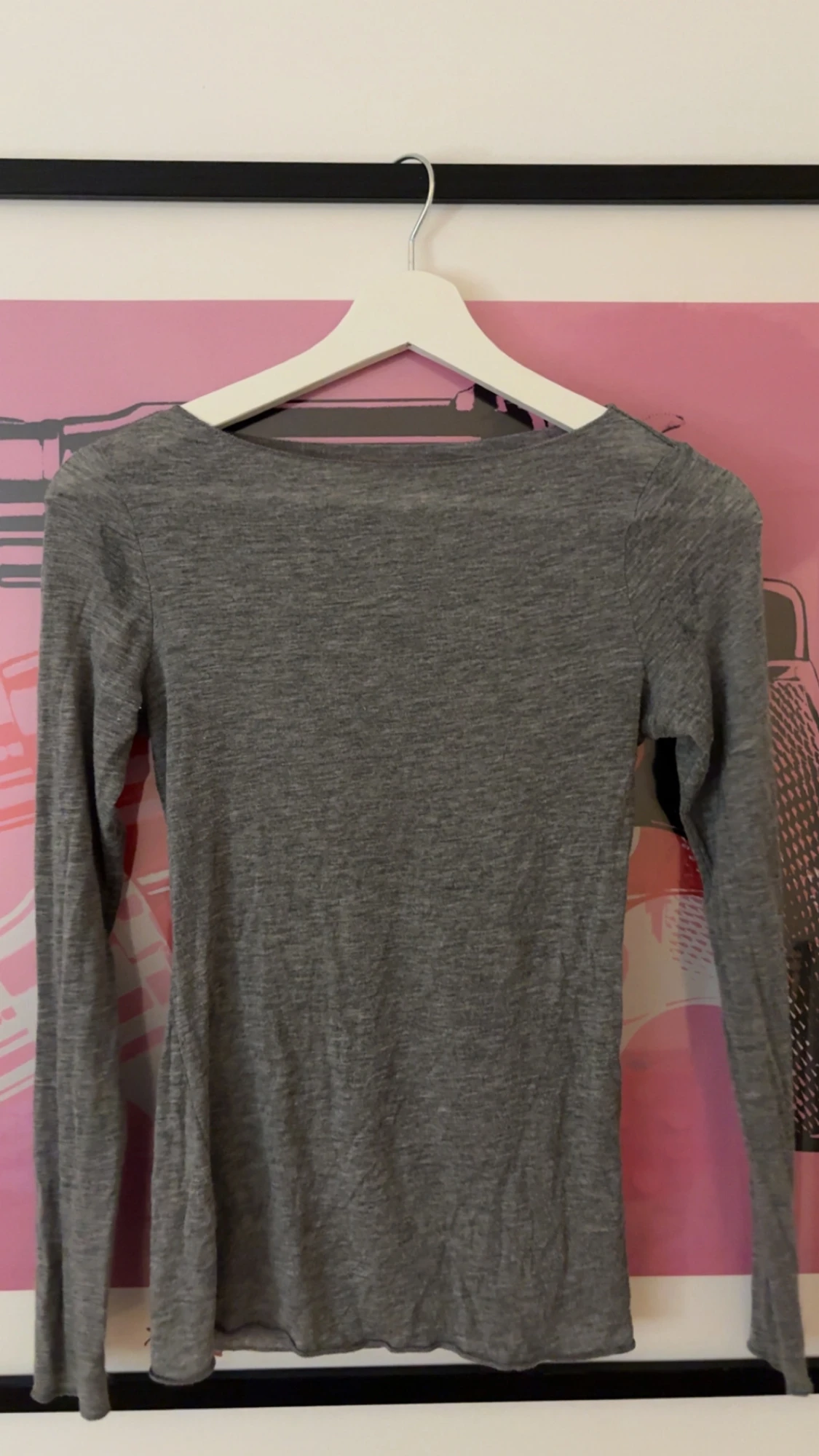 Grå långärmad topp i bomull - 1