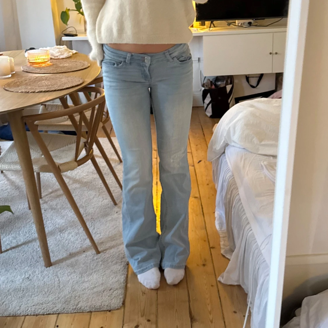 ljusblå Lågmidjade bootcut jeans