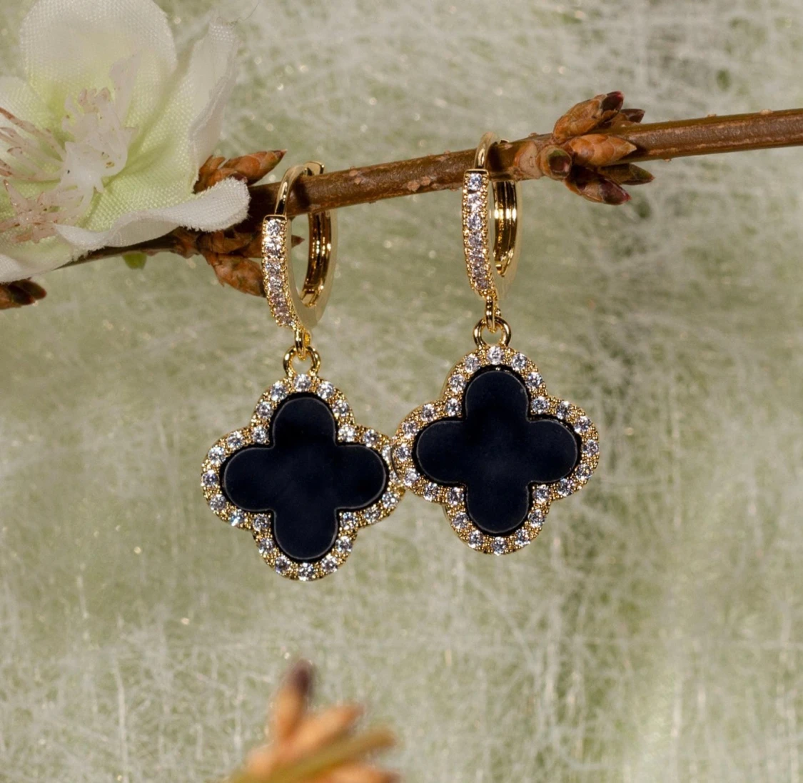 Guld clover hoops örhängen - 2