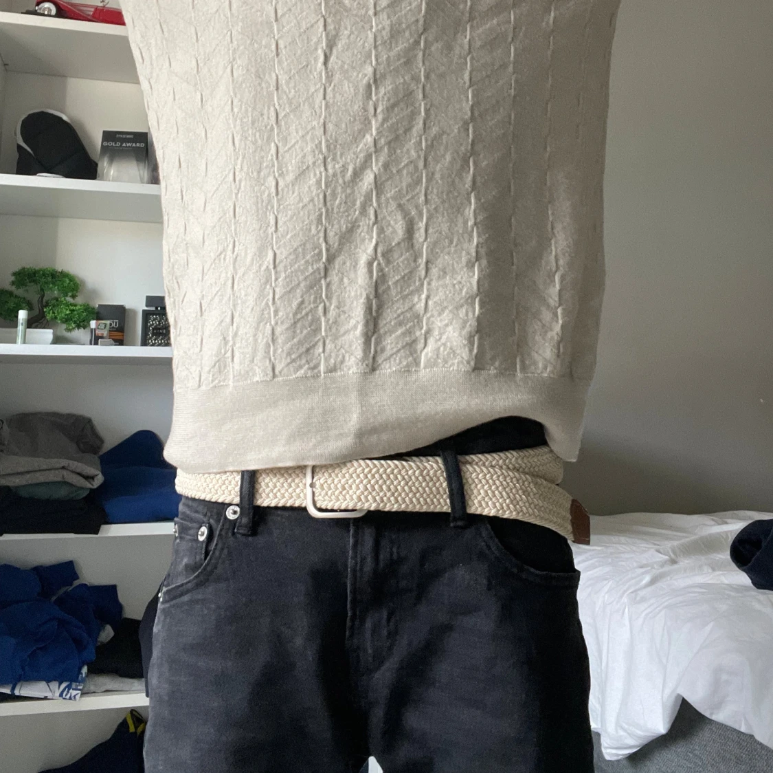 Beige flätat bälte  - 2