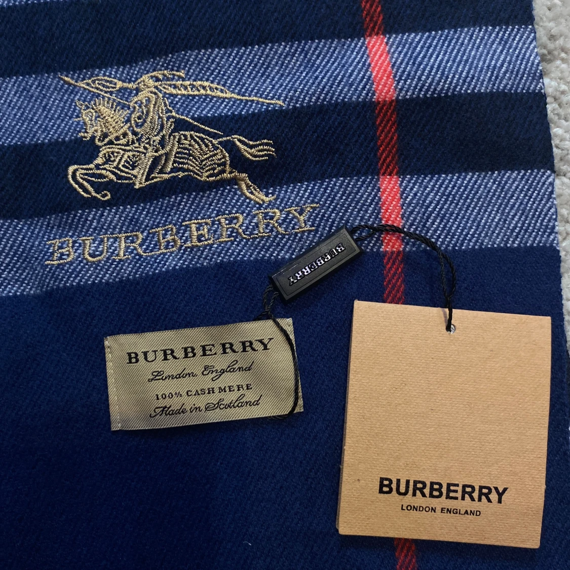 Marinblå burberry halsduk - 1