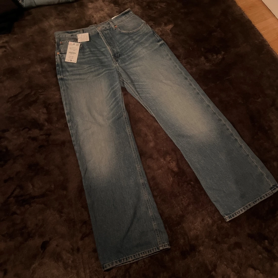 Baggy flare jeans från Zara, blå