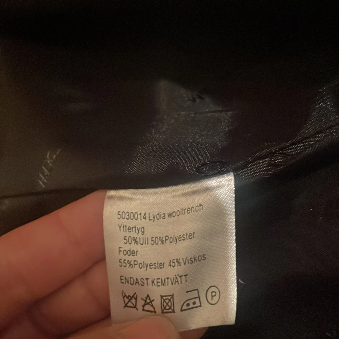 Svart Ullblend trenchcoat med bälte och knappar - 4