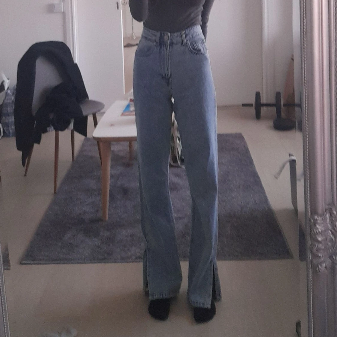 Blå wide jeans med hög midja