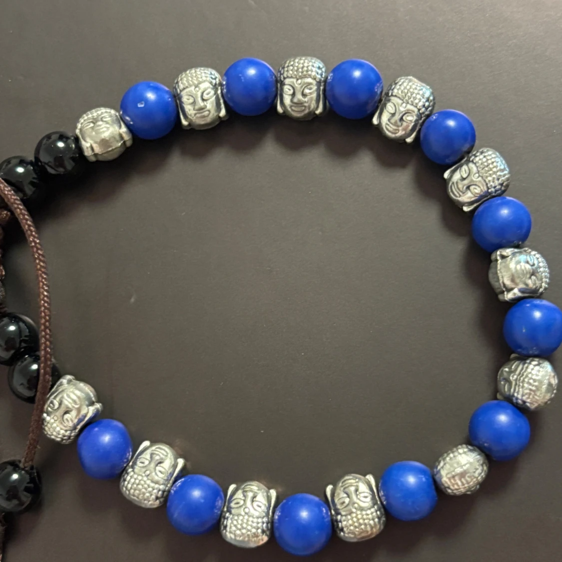 Blått armband med buddha-pärlor - 1