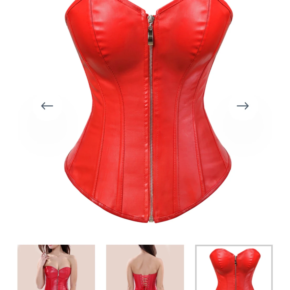 Röd korsett med dragkedja och snörning