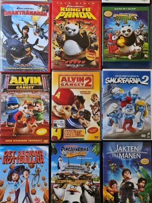 CD skivor filmer - Välj de du vill ha så gör jag en ny annons med de för dig.                                                    I Nemo finns det 2 skivor. Shrek har 4 med 3D glasögon. 