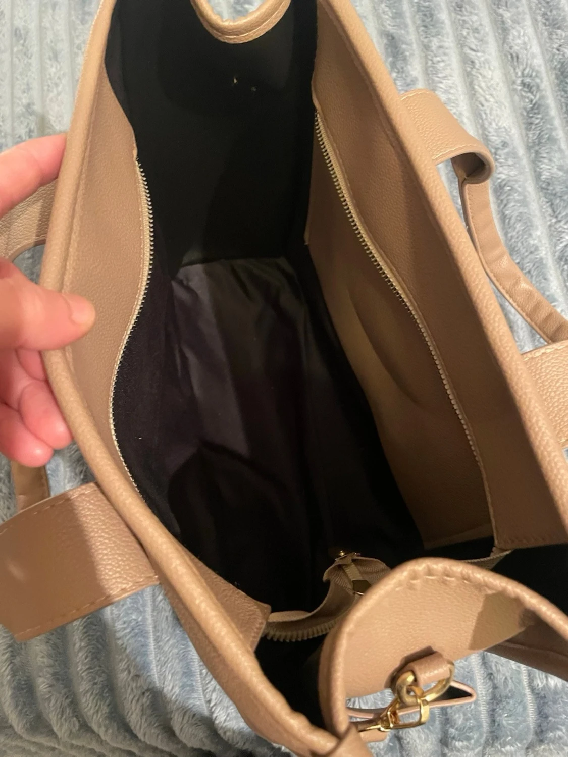 Beige tote bag med axelrem - 4