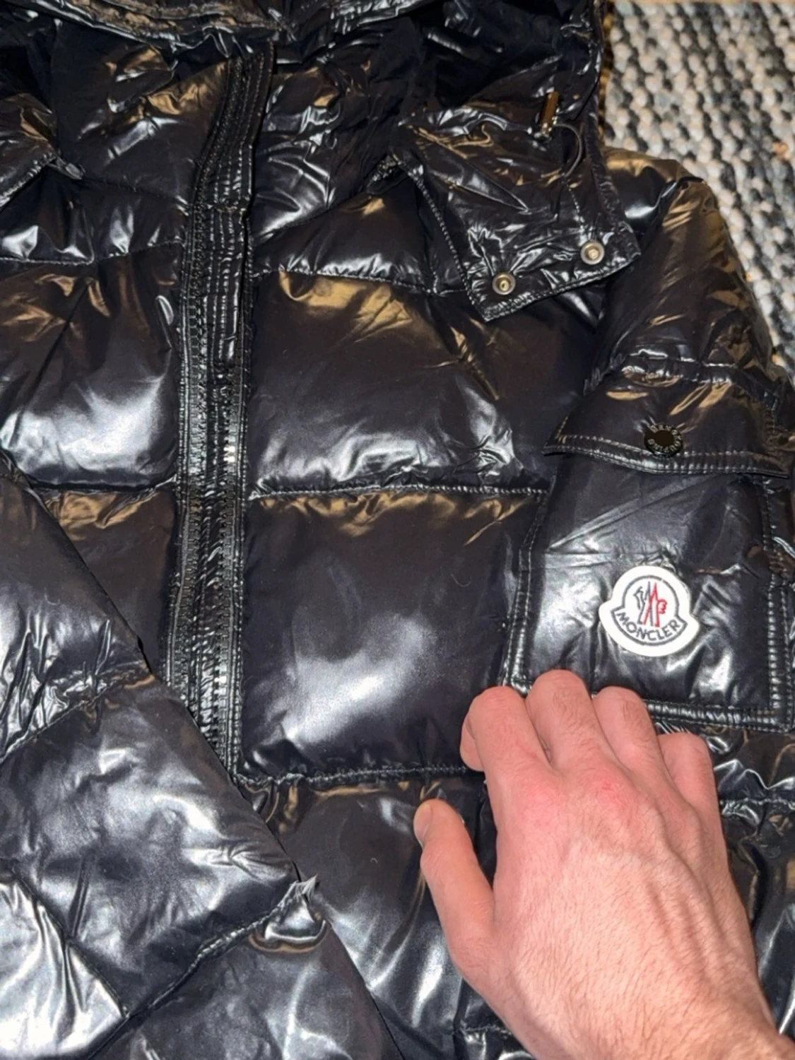 Svart Maja Moncler pufferjacka med huva - 4