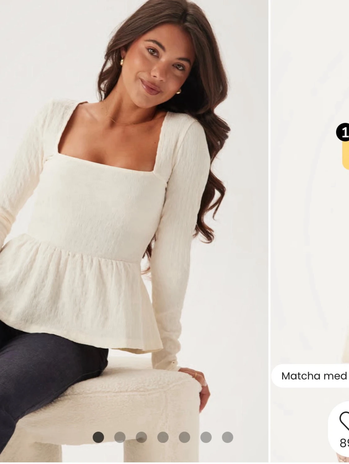 Vit blus med fyrkantig ringning - 1