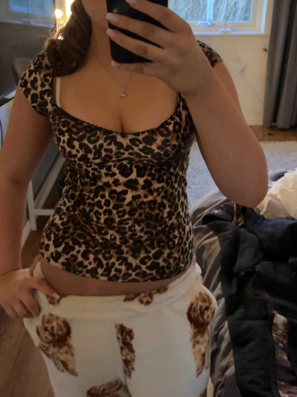 Leopardmönstrad croppad topp