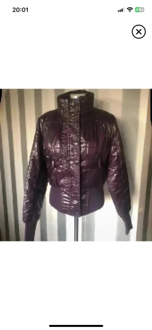 Glansig lila pufferjacka från italienska Terranova - Säljer en glansig lila pufferjacka från Terranova. Jackan har hög krage, dragkedja framtill och ribbade muddar i midjan och vid ärmslut. Den är quiltad och har en cool, lite croppad passform som verkligen sticker ut. Perfekt för dig som vill ha en statementjacka!