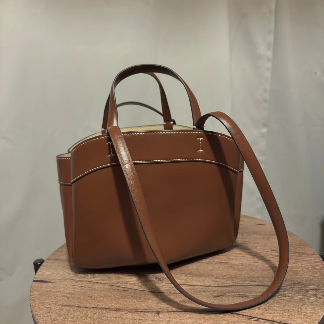 Zara tote bag axelremsväska handväska brun - 1