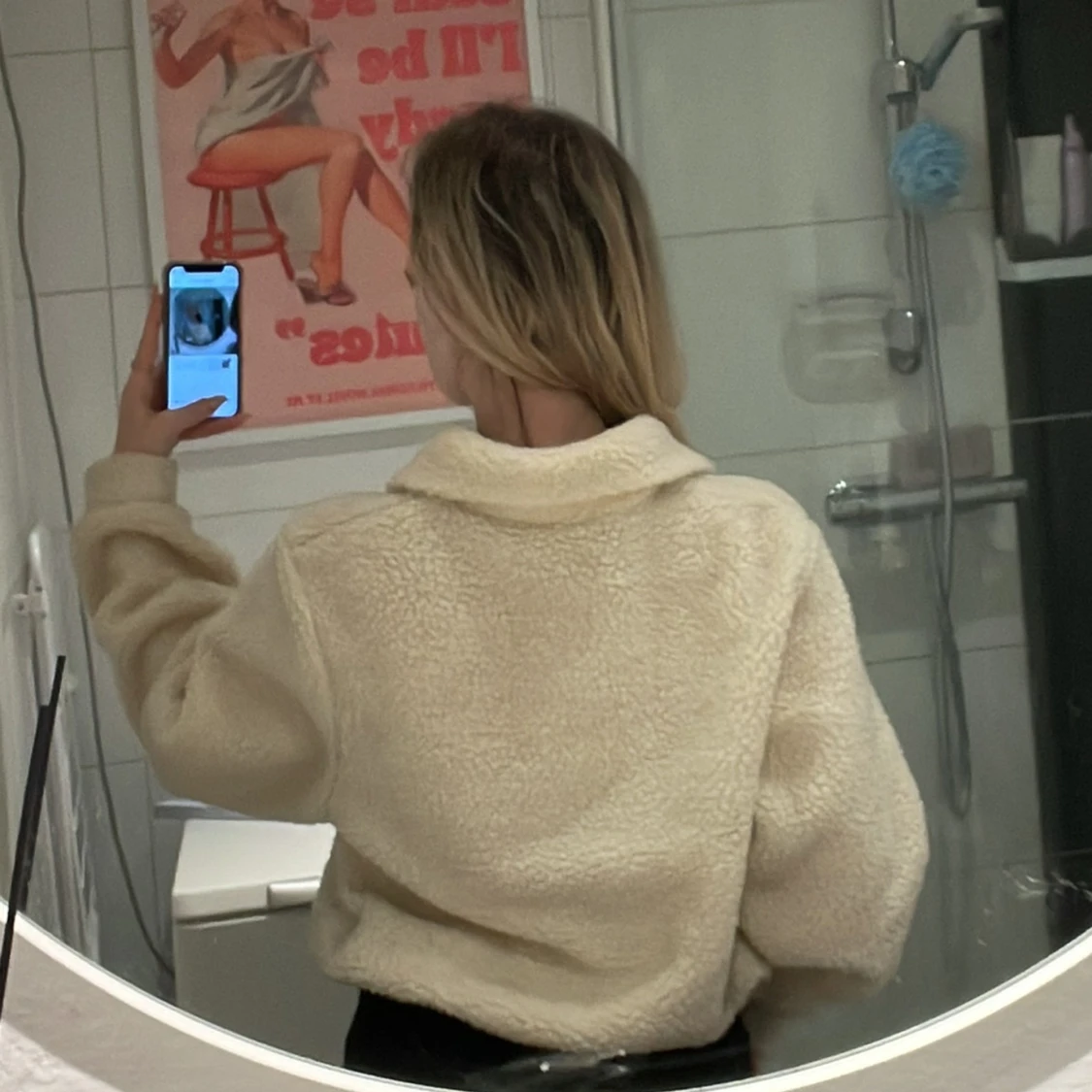 Beige fleece half zip tröja - 1