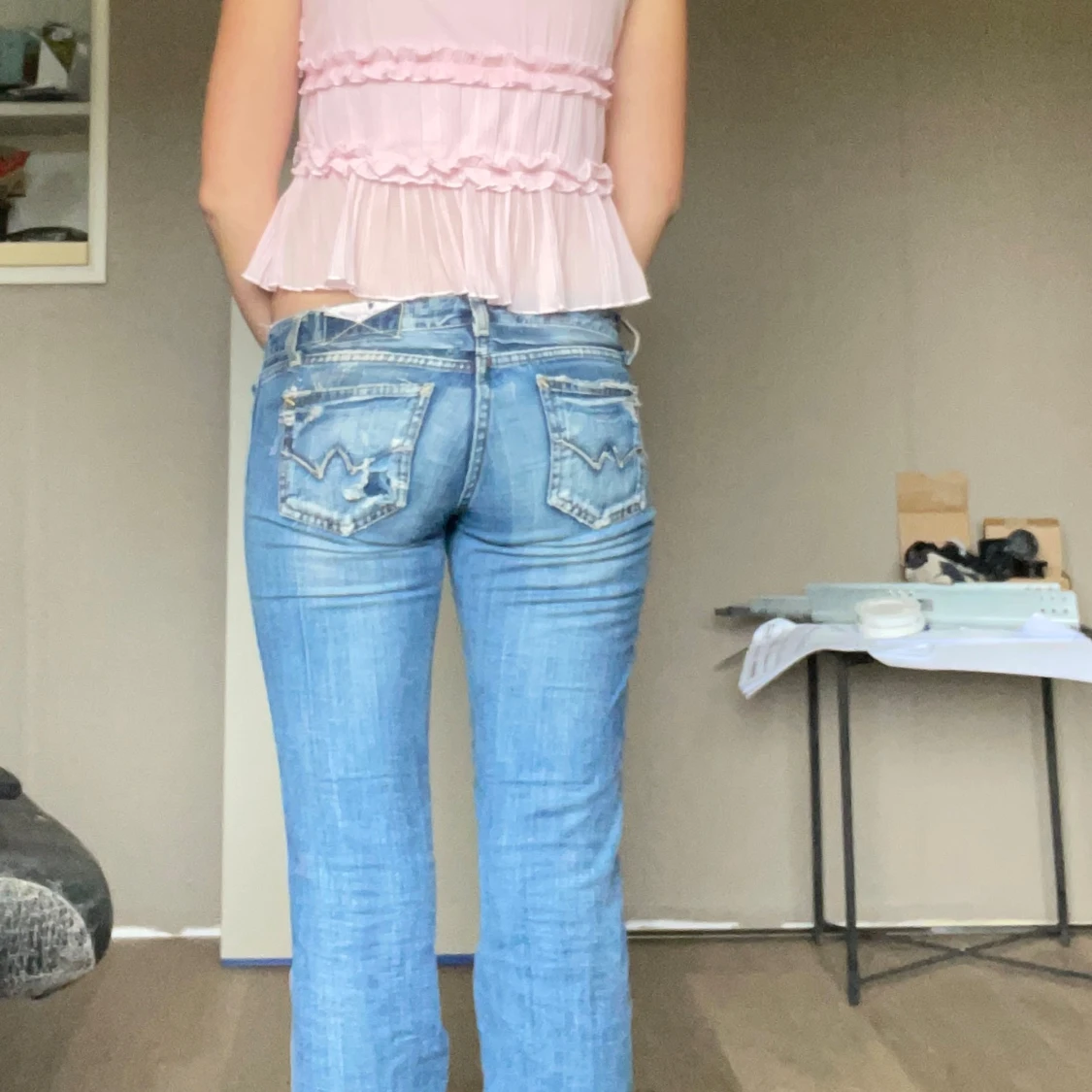 Blå bootcut jeans  - 1