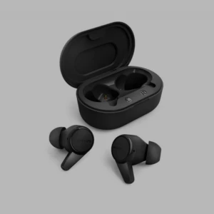 Philips True Wireless Earbuds - Snygga svarta Philips True Wireless hörlurar med laddningsetui. Kompakt design, perfekt för musik och samtal på språng. Hörlurarna och etuiet ser ut att vara i mycket gott skick utan synligt slitage eller repor.