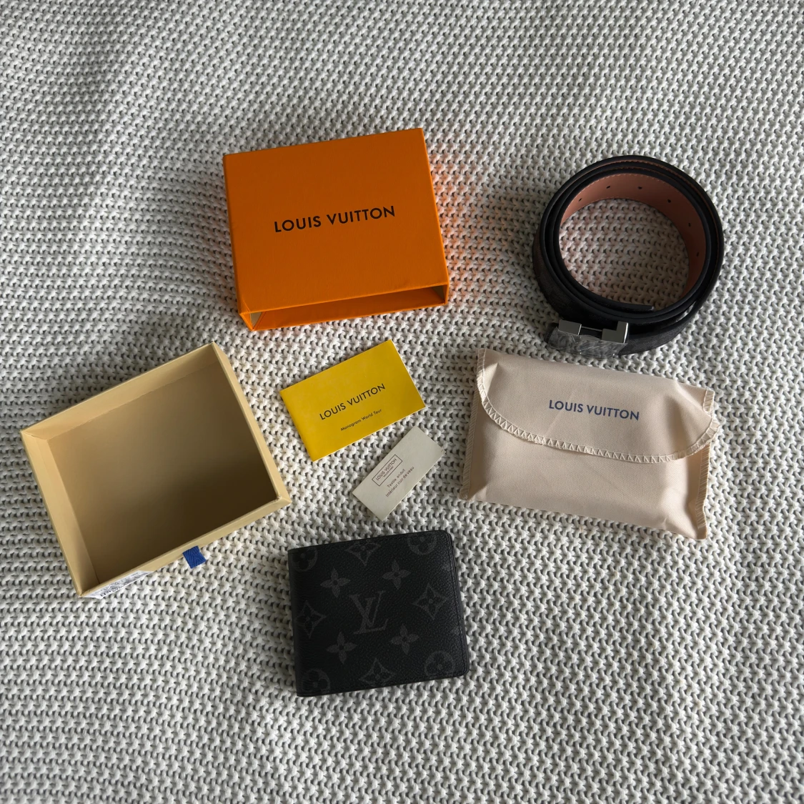 L och V all black bundle plånbok och bälte