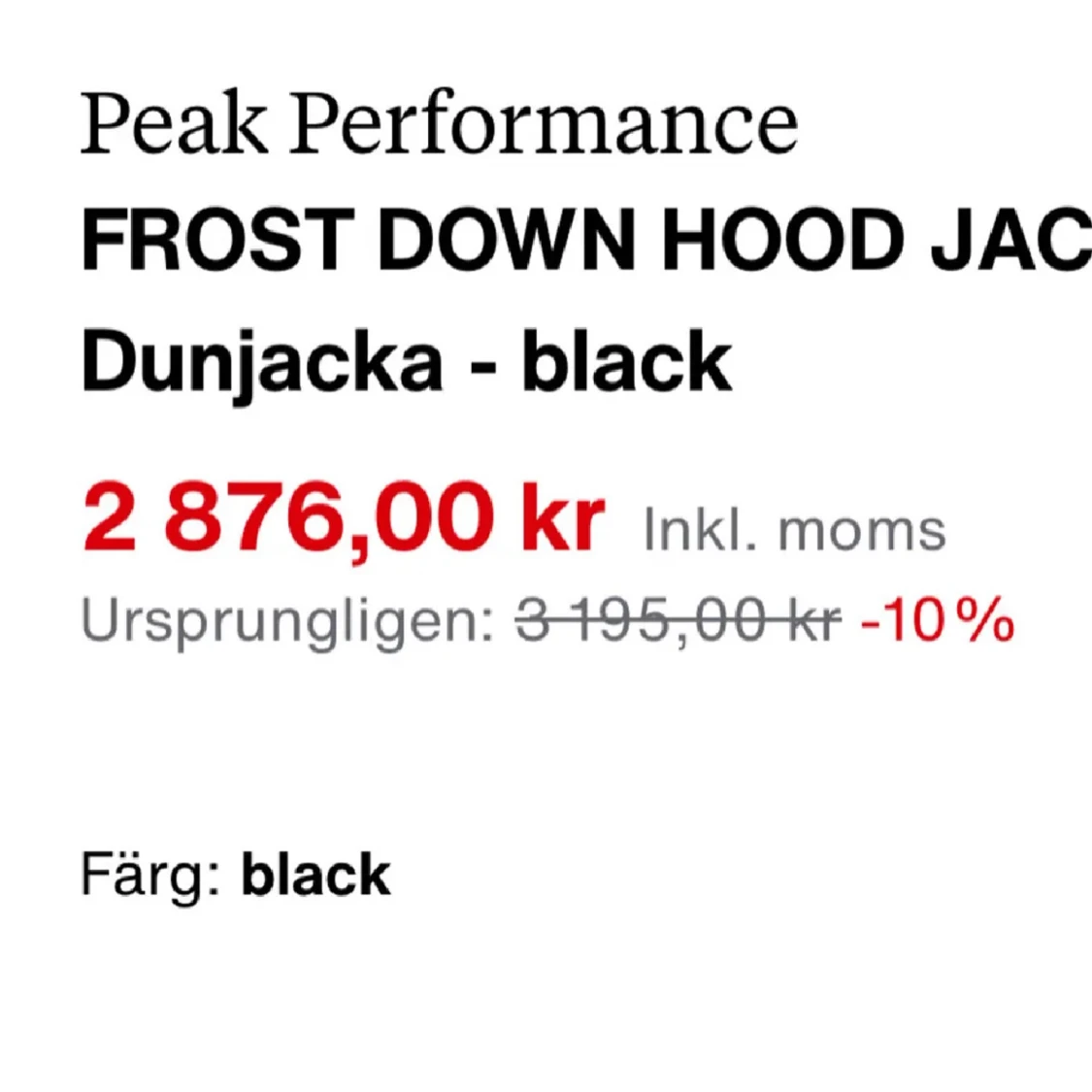 Svart dunjacka Peak Performance  - 4