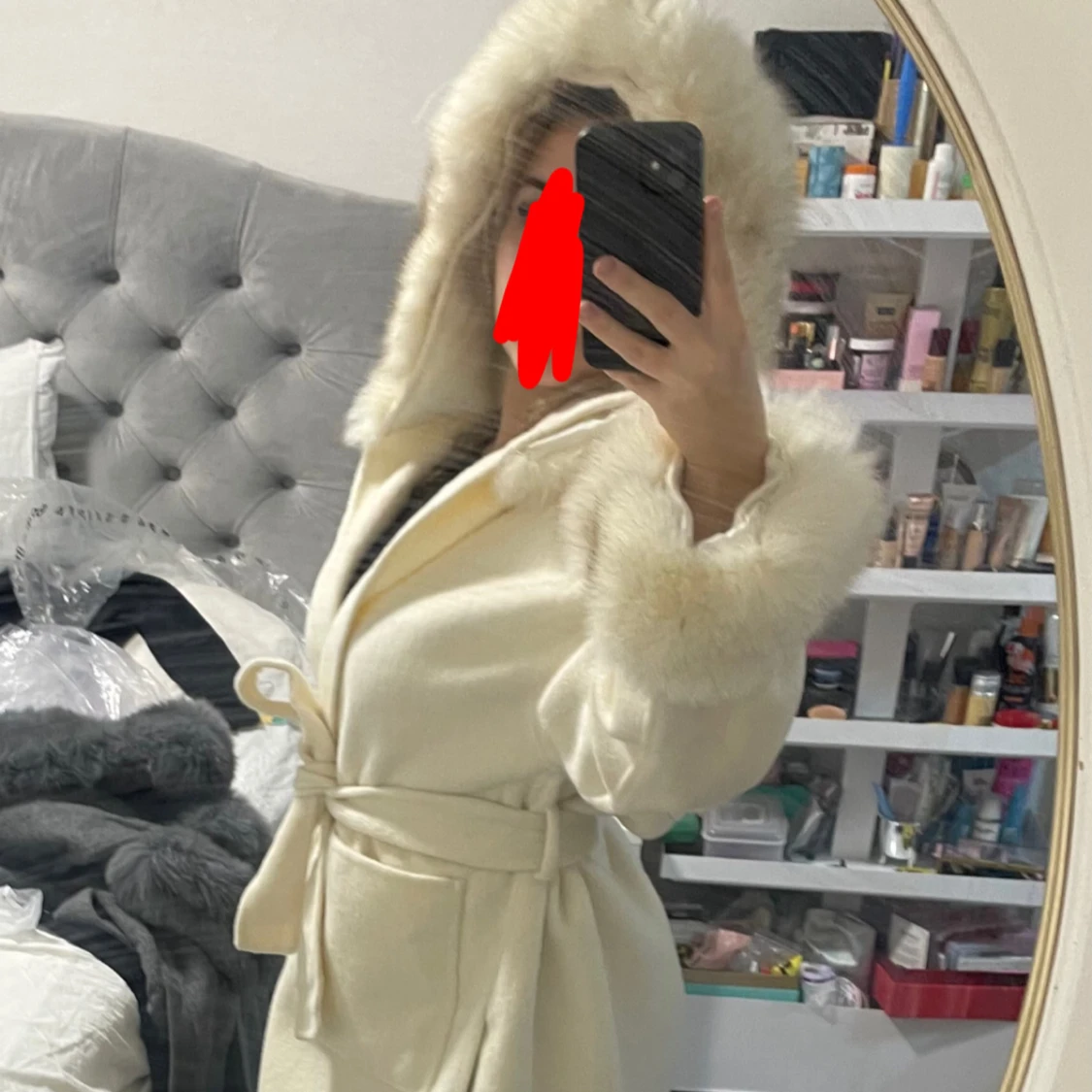 Beige pälskappa - 1