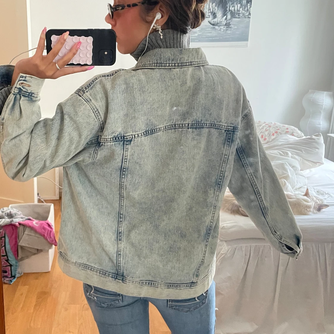 Oversized ljusblå jeansjacka - 3