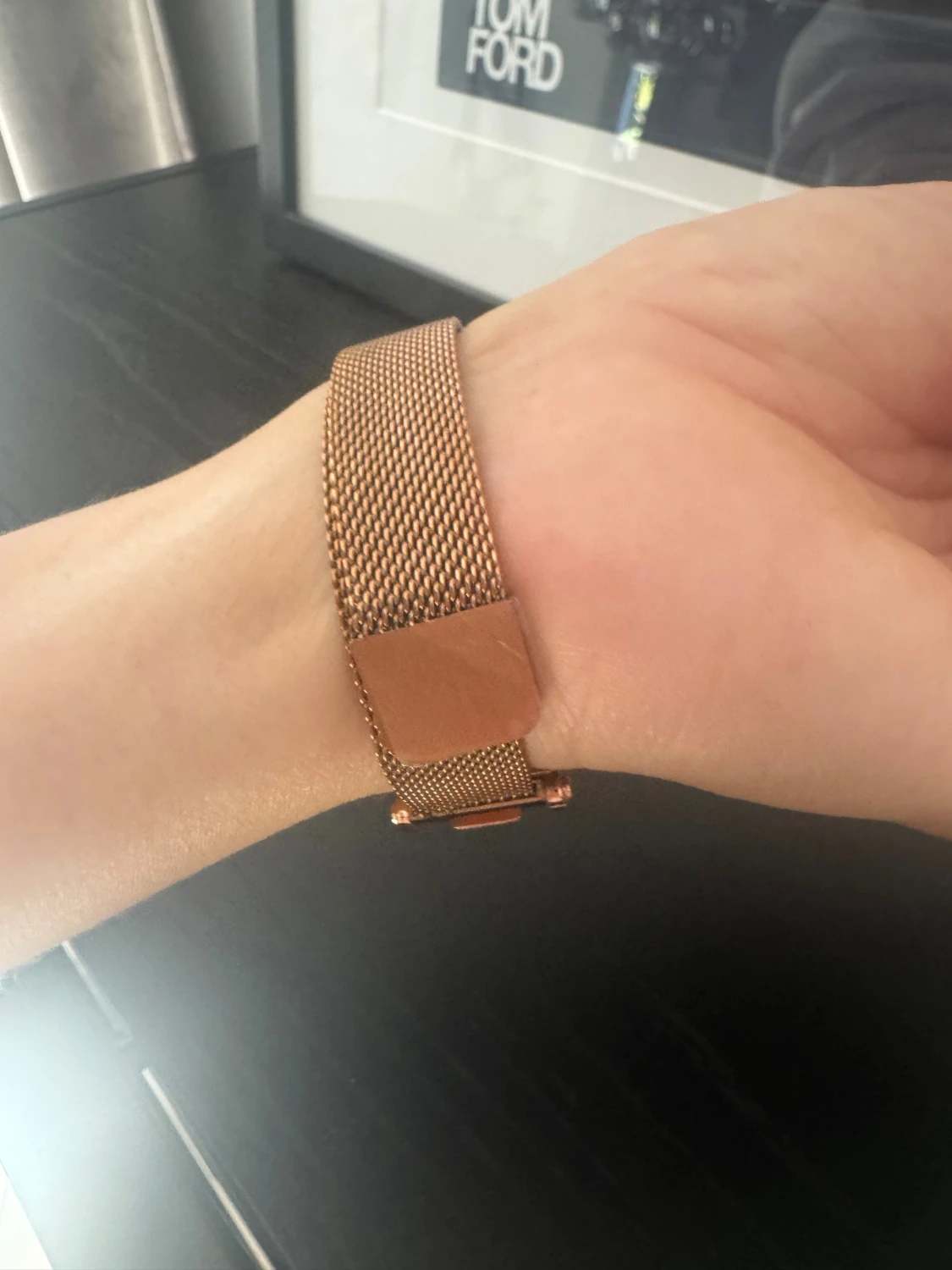 Lila Ulzzang klocka med roséguld meshband - 2