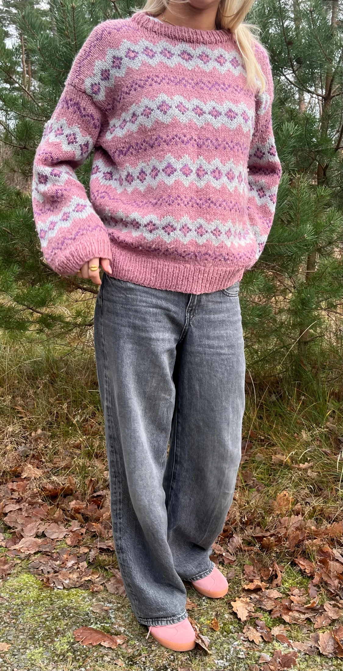 Rosa stickad tröja - 5