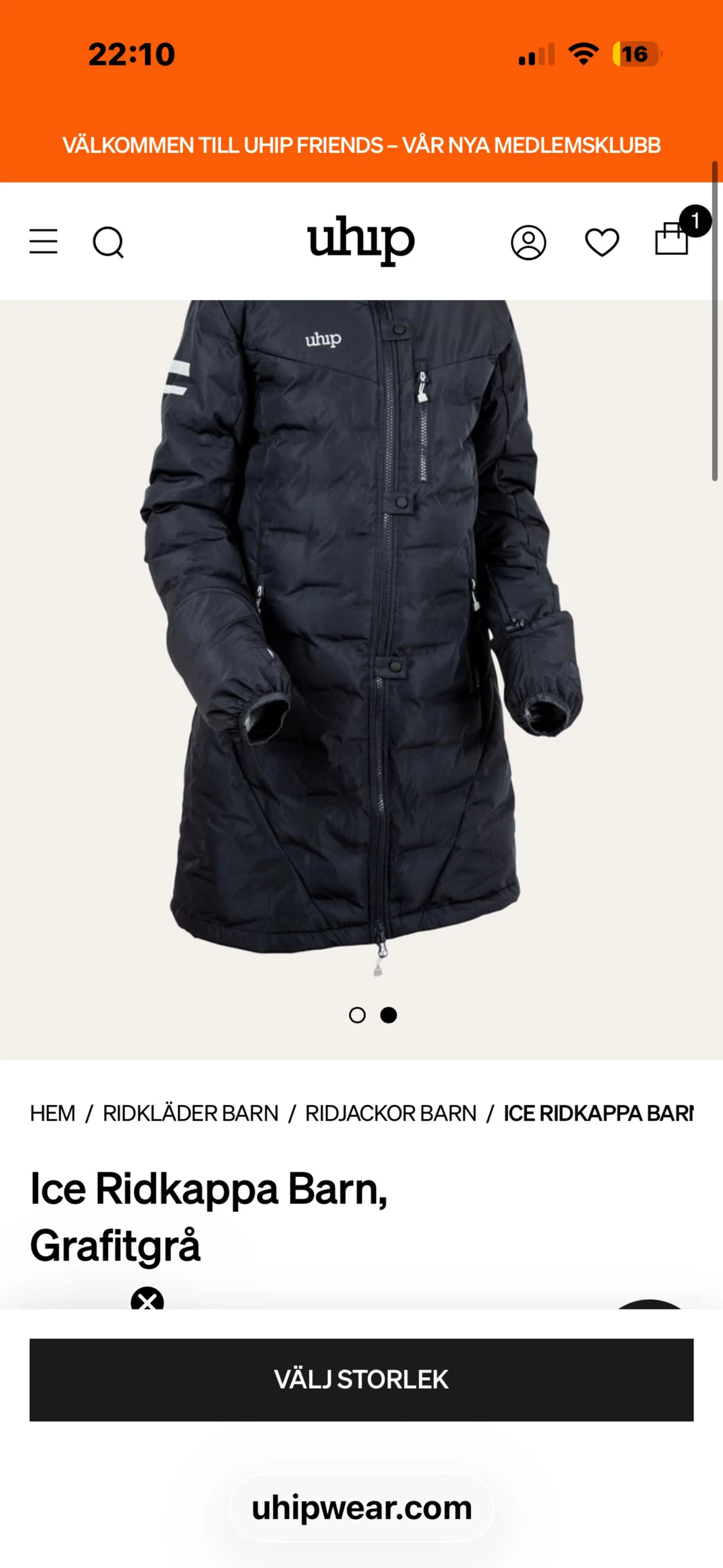 Grafitgrå Uhip Ice ridkappa med huva - 2