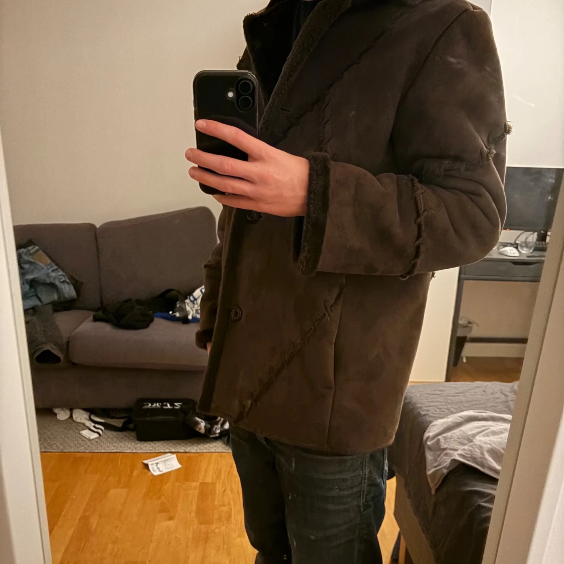 Brun mockajacka med handmålad tiger - 2