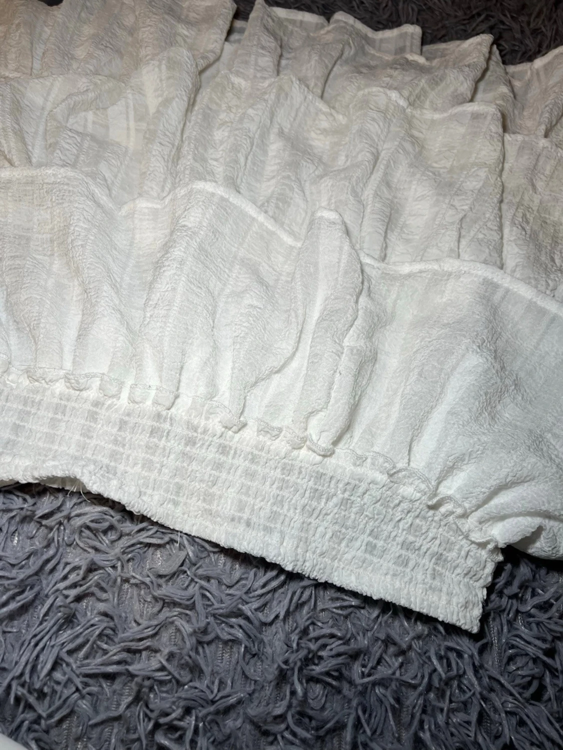 Vit volangkjol i linne, storlek L - 1