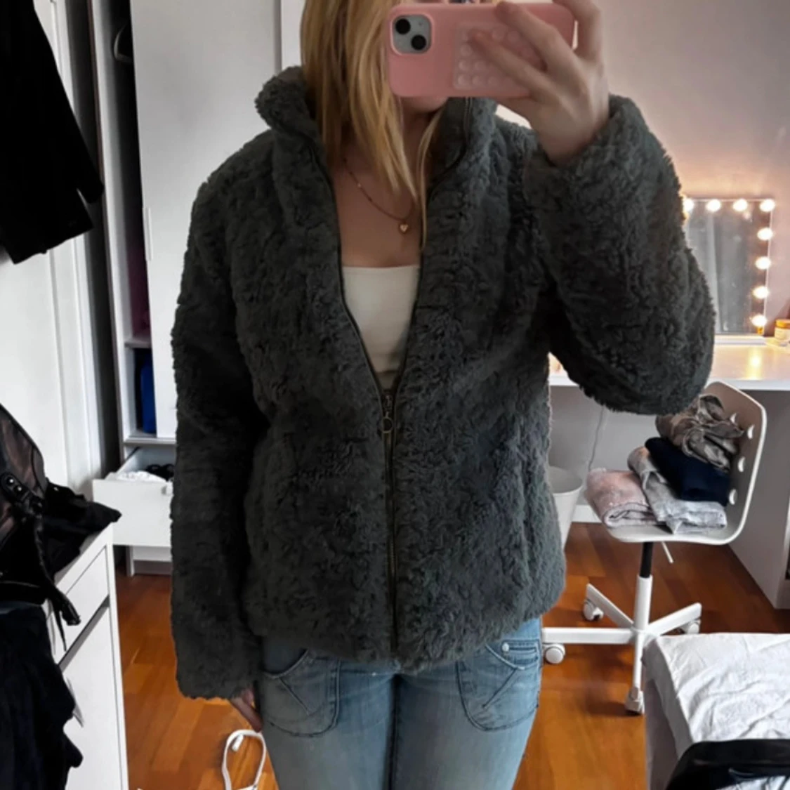 Mörkgrå teddyjacka  - 1