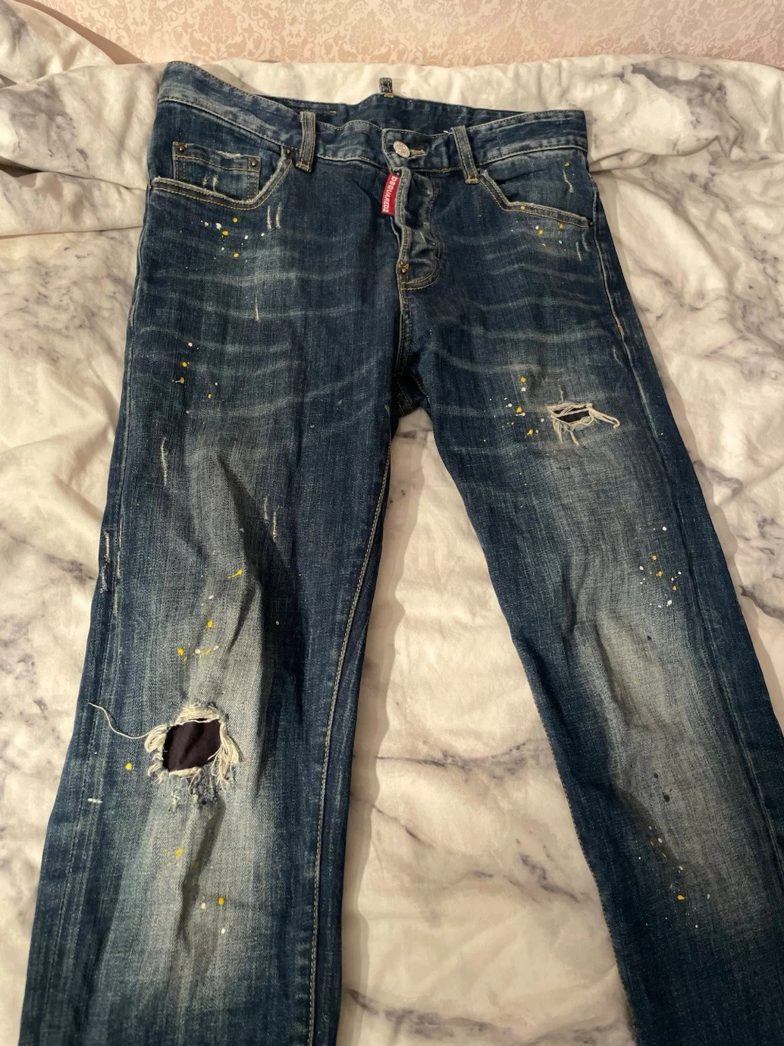 DSQUARED2 blå jeans med slitningar