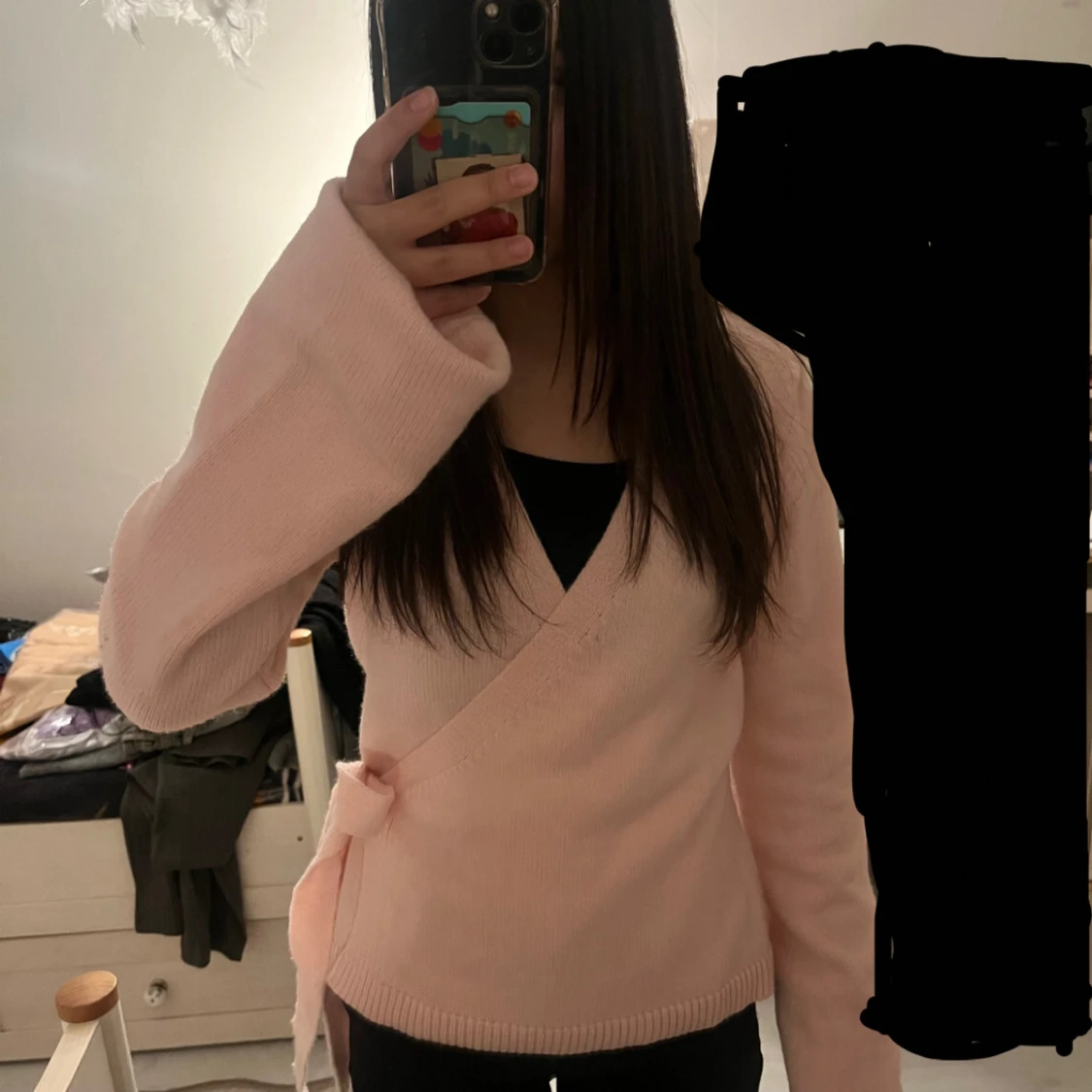 Ljusrosa omlottkofta med knyt